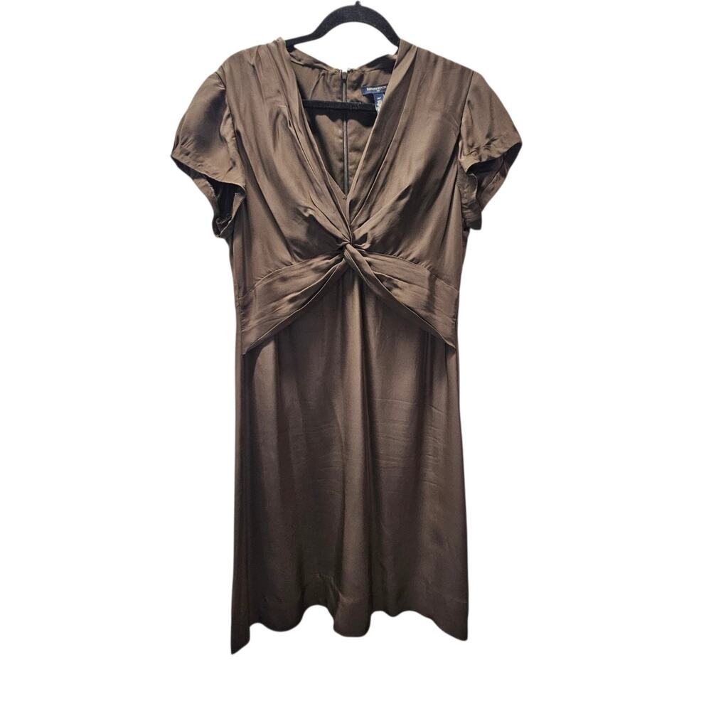Banana Republic Women's Brown 100% Silk Twist Front Mini Dress Plus Size 14